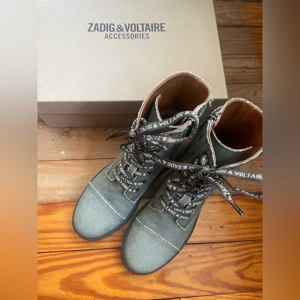 Zadig & Voltaire Joe Canvas military boots